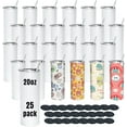 thumbnail image 1 of 25Pack 20oz Sublimation Tumblers, Sublimation Tumbler Blanks Bulk with Lid and Plastic Straw, Straight Stainless Steel Double Wall Insulated Sublimation Cups, 1 of 9
