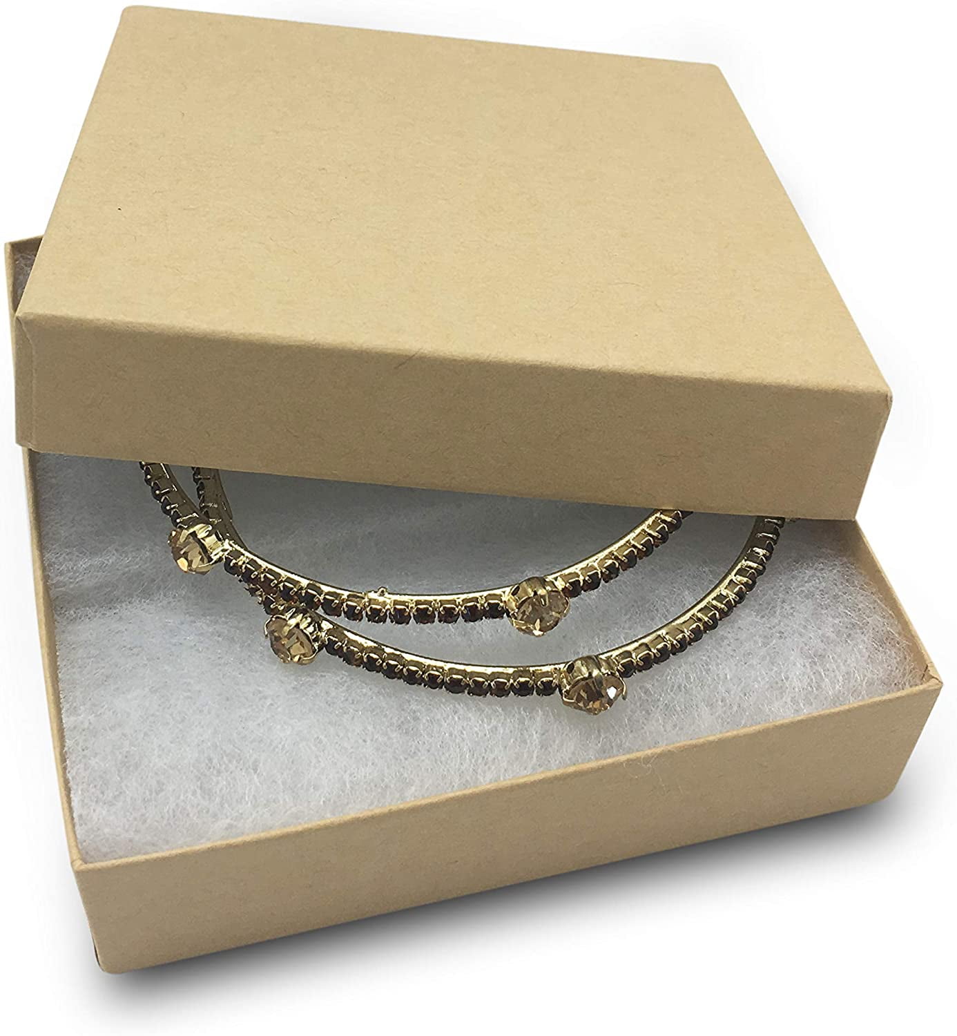 25Pack #34 Cotton Filled Cardboard Paper Jewelry Boxes Gift Case Brown ...