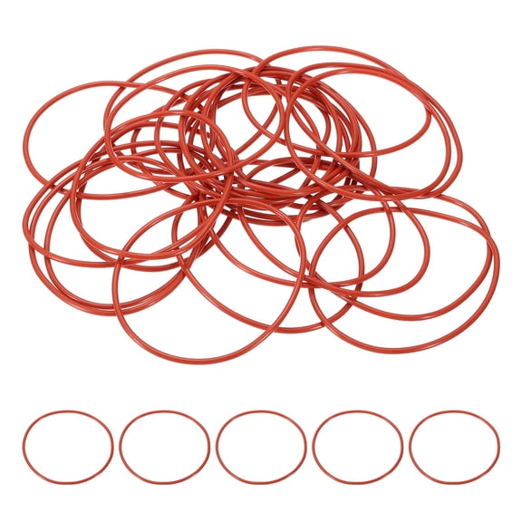 25Pack AS568 AS-036 Silicone O-Ring, 70A Durometer, 2-3/8" ID, 2-1/2" OD, 1/16" Width Sealing Gasket for Automotive Machine Pipe Valves, -40C-200C, Red