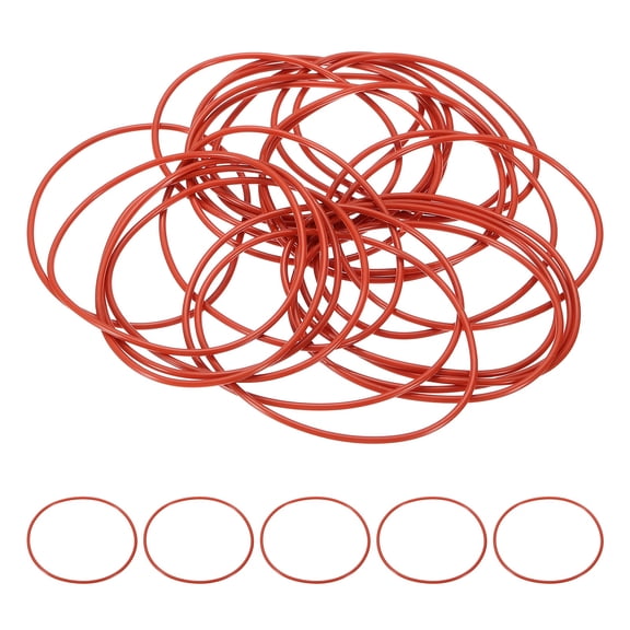 25Pack AS568 AS-037 Silicone O-Ring, 70A Durometer, 2-1/2" ID, 2-5/8" OD, 1/16" Width Sealing Gasket for Automotive Machine Pipe Valves, -40C-200C, Red