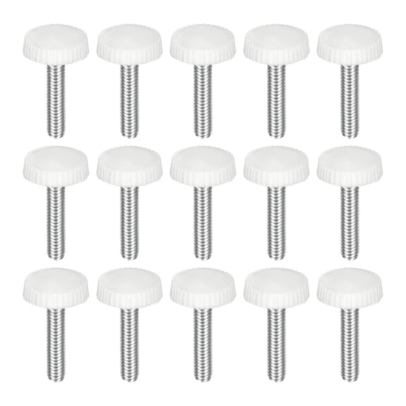 25Pack M4x18mm Threaded Knurled Thumb Screws, Zinc Plated Carbon Steel Clamping Knobs Grip, White