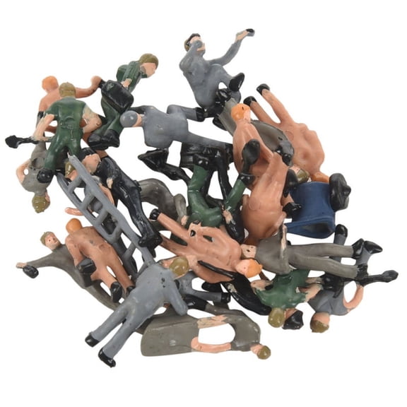 25Pcs 1:87 Figurines Painted Figures Miniatures of Railway Workers with Bucket and Ladder Plastic multicolored,25 x model