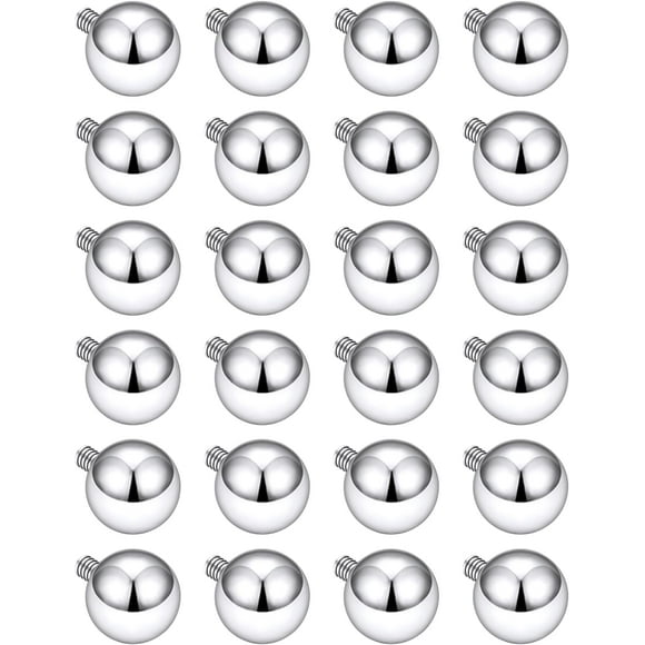 25Pcs 14G 16G Replacement Balls internal thread & Externally Threaded Surgical Steel Balls Industrial Barbell Tongue Nipple Belly Button Eyebrow Piercing Rings Parts 3MM-8MM