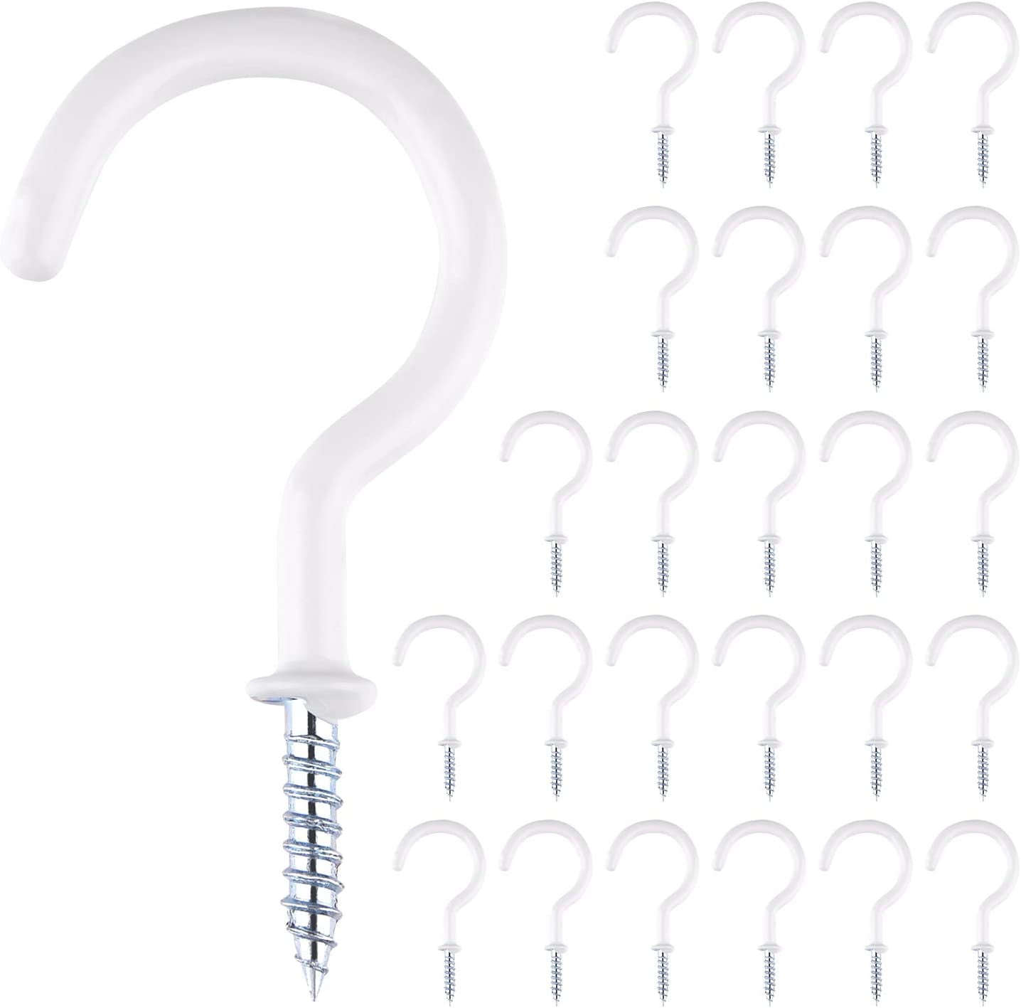 25Pcs 2 Inches Large Ceiling Hooks Vinyl Coated Wall Hanging Hooks