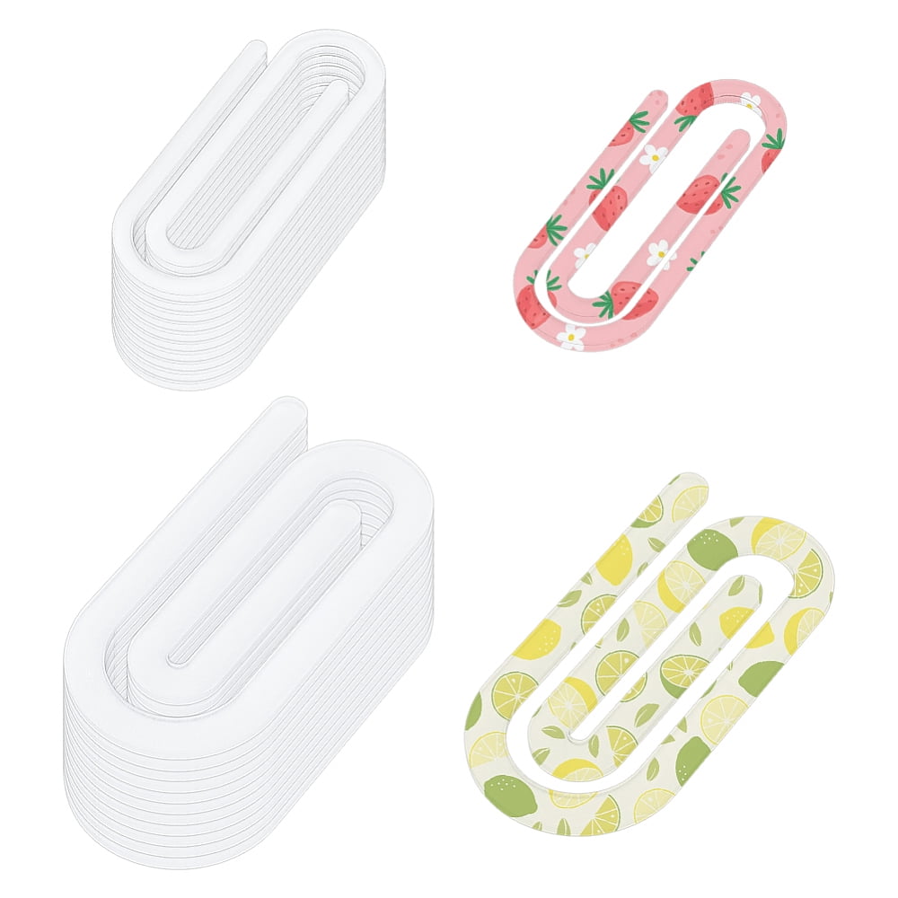 25Pcs 2 Styles Heat Transfer Acrylic Paper Clips Oval White 75.5~100x29.5~49.5x3mm diy