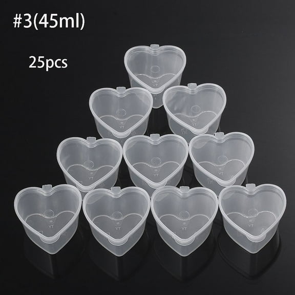 25Pcs 25/45ml Disposable Plastic Takeaway Sauce Cup Reusable Containers Food Box with Hinged Lids Small Pigment Paint Box