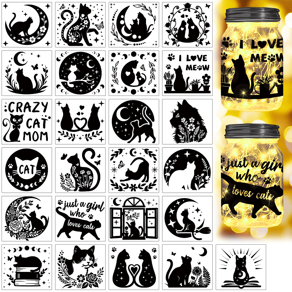 25Pcs 25 Styles PVC Self Adhesive Stickers Waterproof Embossed Decals ...