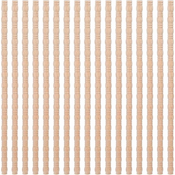 25Pcs 3D Decorative Wood Trim Molding Unfinished DIY Trims 15.8 Inch Gourd Wooden Trim Molding Decorative Bobbin Wood Trims Brown
