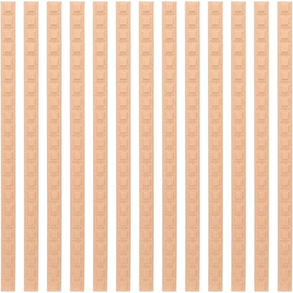 25Pcs 3D Decorative Wood Trim Molding Unfinished DIY Trims Grid Wooden Trim Molding 15.8 Inch Decorative Bobbin Wood Trims Brown