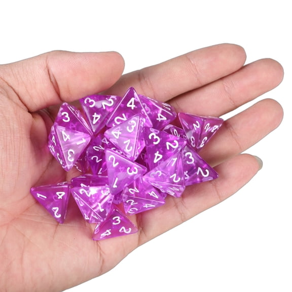 25Pcs 4-Sided Number Acrylic Dices Polyhedral Dices Clear Game Dices
