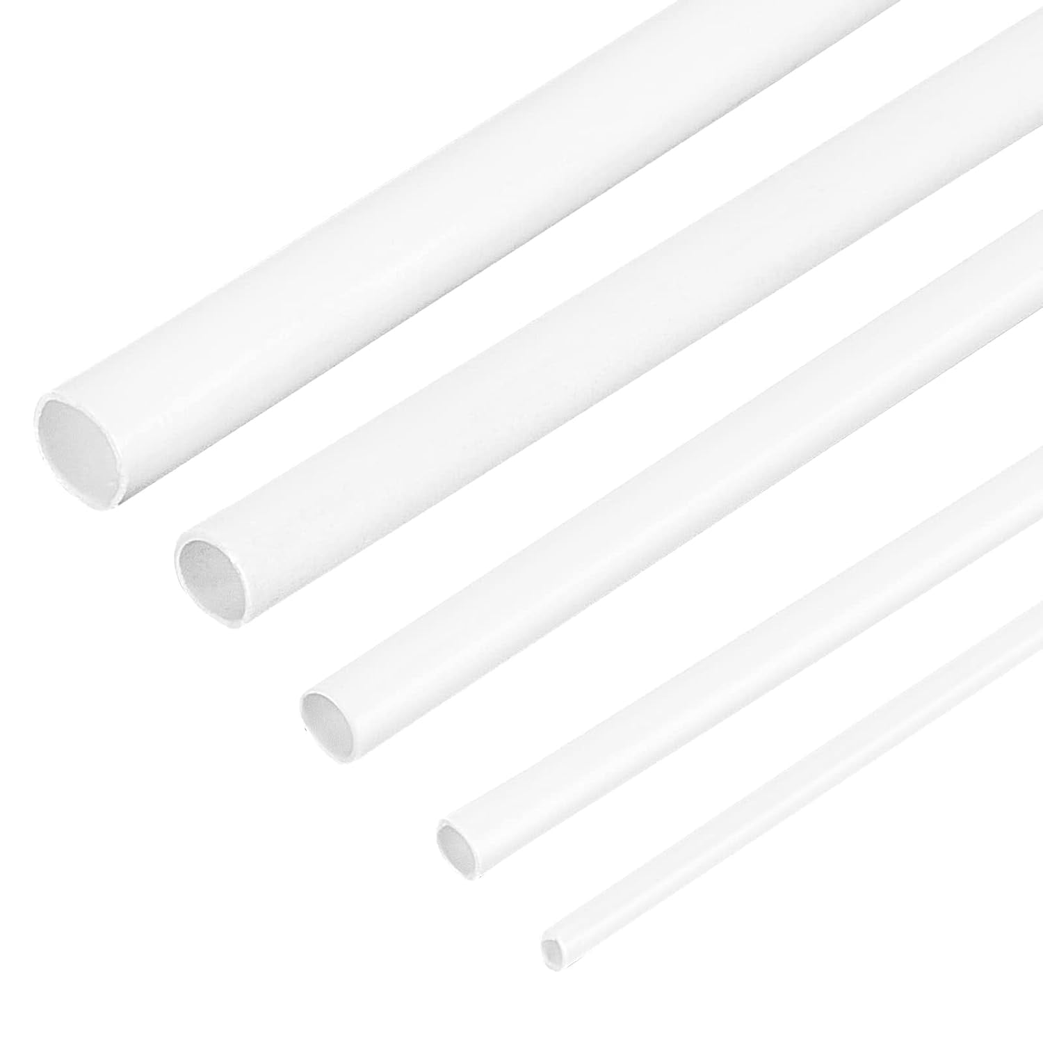 25Pcs 5 Sizes ABS Plastic Round Tubes 9.8 Inch Length White ABS Plastic ...