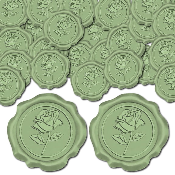 25Pcs Adhesive Seal Stickers Envelope Seal Decoration For Craft Scrapbook DIY Gift Dark Sea Green Flower 30mm