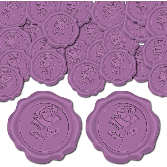 25Pcs Adhesive Wax Seal Stickers DIY Gift Old Rose Flower Envelope Seal Decoration For Craft Scrapbook 30mm