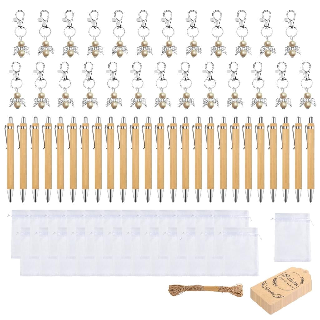 25Pcs Angel Keychain Retractable Ballpoint Pen Set for Baby Showers Wedding