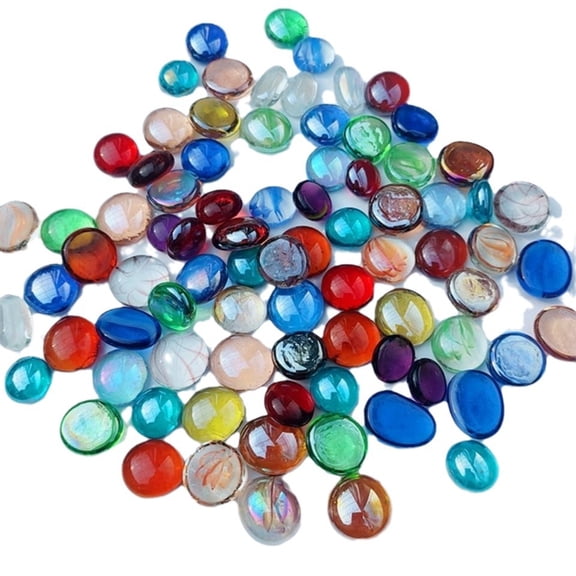25Pcs Aquarium Glass Stones 14-18mm Decorative Crystal Gems 120g Vase Fillers Pebbles for Fish Tank Garden Decor