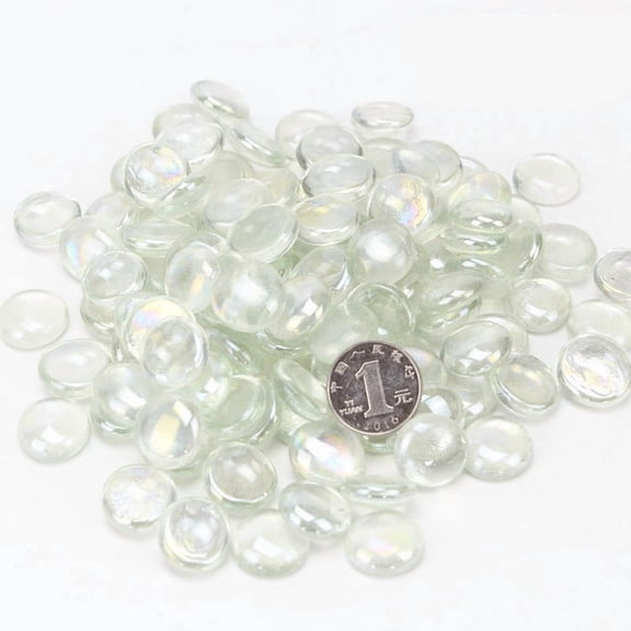 25Pcs Aquarium Glass Stones 14-18mm Decorative Crystal Gems 120g Vase Fillers Pebbles for Fish Tank Garden Decor