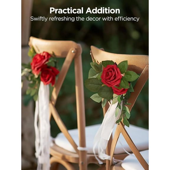 25Pcs Artificial Flowers, Artificial Roses, Fake Roses for Decoration DIY Wedding Bouquets Centerpieces Bridal Shower Party Flower Arrangements Valentine's Day Christmas Xmas, Red