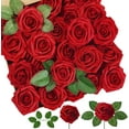 thumbnail image 1 of 25Pcs Artificial Flowers, Simulation PE Foam Roses with Stems, Look and Feel of Fresh Flowers for Making Bouquets, Cake Decorations, Wedding, Bridal Shower, Party (Red), 1 of 7