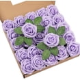 thumbnail image 1 of 25Pcs Artificial Roses Flowers Fake Roses with Stems Real Touch Foam Flowers for DIY Wedding Bouquet Baby Shower Centerpiece Floral Arrangement Party Home Decor(Black), 1 of 5