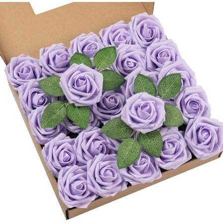 25Pcs Artificial Roses Flowers Fake Roses with Stems Real Touch Foam Flowers for DIY Wedding Bouquet Baby Shower Centerpiece Floral Arrangement Party Home Decor(Black)