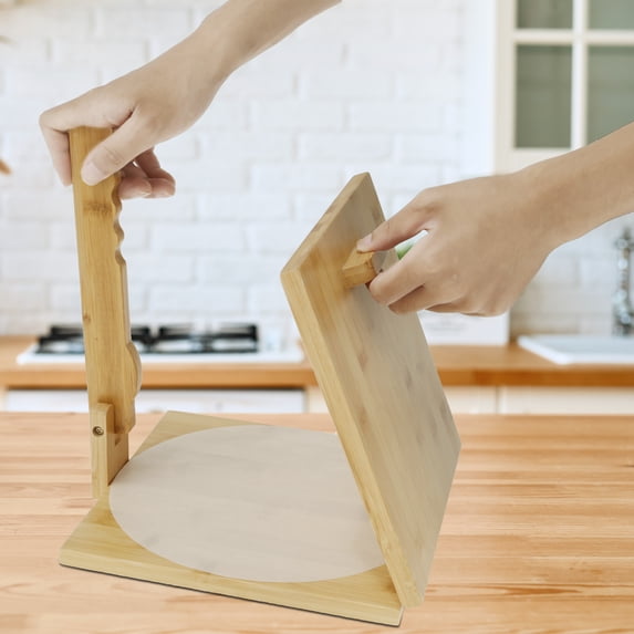 25Pcs Bamboo Tortilla Presser 10 Inch Manual Square Tortilla Maker with 1 Rolling Pin and 50 Oil-Proof Paper Rotatable Mexican Tortillera Dough Pressing Tool for Homemade Tortilla
