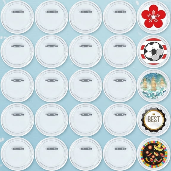 25Pcs Button Badges with Pin, Clear Button Badges Craft Buttons Large Photo Buttons Pins Picture Acrylic Design ButtonBadge for Craft Supplies, DIY BadgesPins