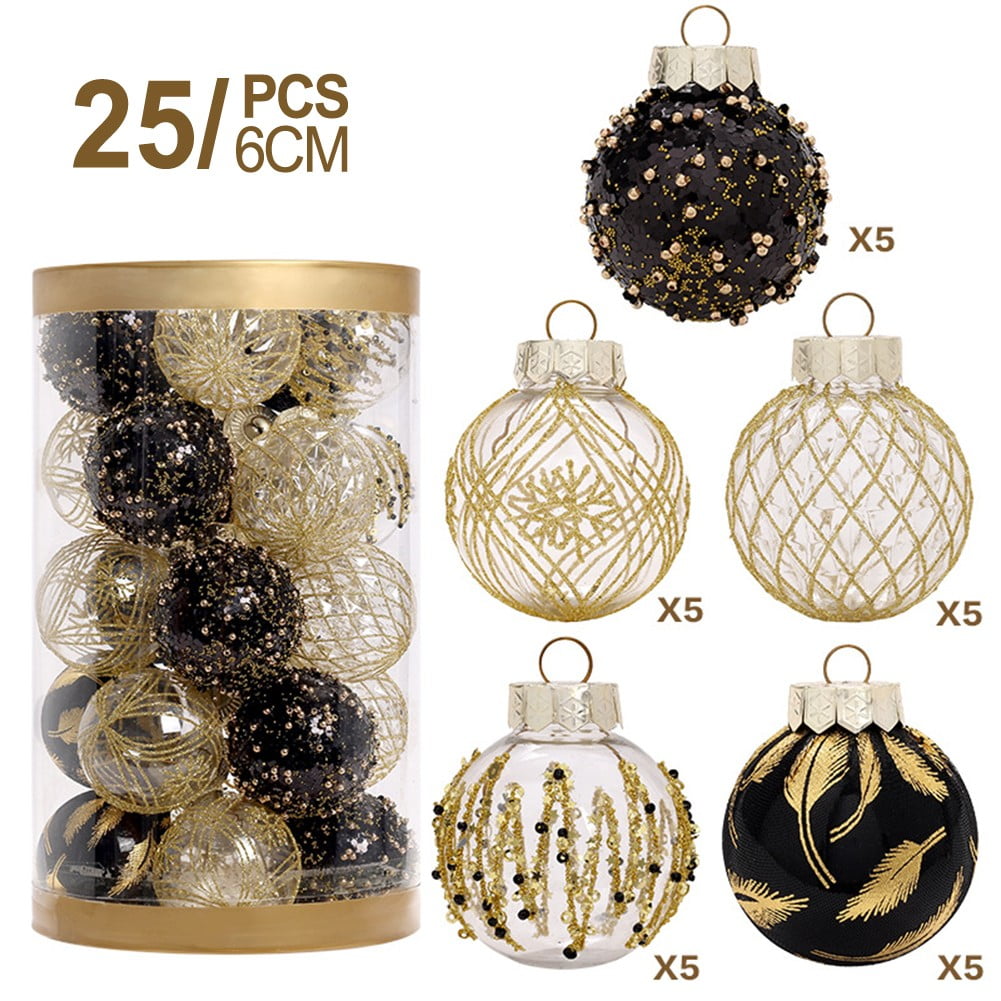 25Pcs Christmas Glitter Ball Ornaments Tree Decorations for Holiday