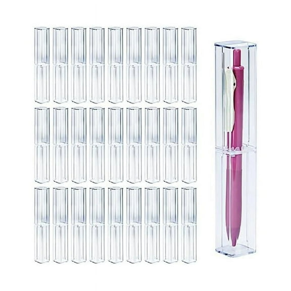 25Pcs Clear Acrylic Pencil Case, Reusable Pen Gift Box Empty Plastic Pen Storage Container Pencil Packaging Box Set,25 x pen box,Transparent