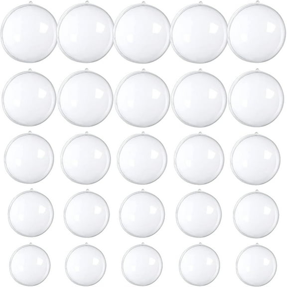 25Pcs Clear Christmas Ornaments Ball,Plastic Christmas Ball Hanging Fillable Ornaments Ball,Craft Plastic Ball Ornament for Wedding Party,Christmas Decor,Gift Box (1.57in,1.96in,2.36in,2.76in,3.15in)