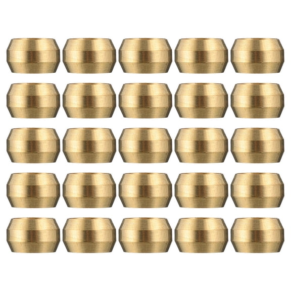 25Pcs Compression Sleeve Fittings Brass Tubing Accessories with Sturdy Golden Brass Material