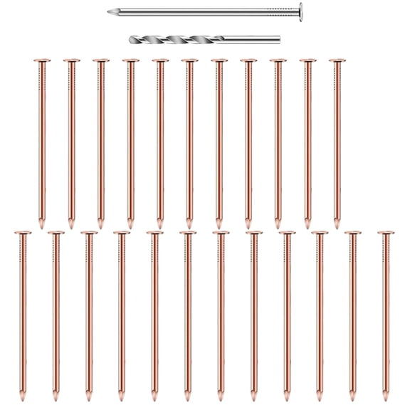 25Pcs Coppers Nails Tree Stump Killers Stump Removal Spikes with 1 Steels Nails 1 Drills Bit Nails for Slating Roofing