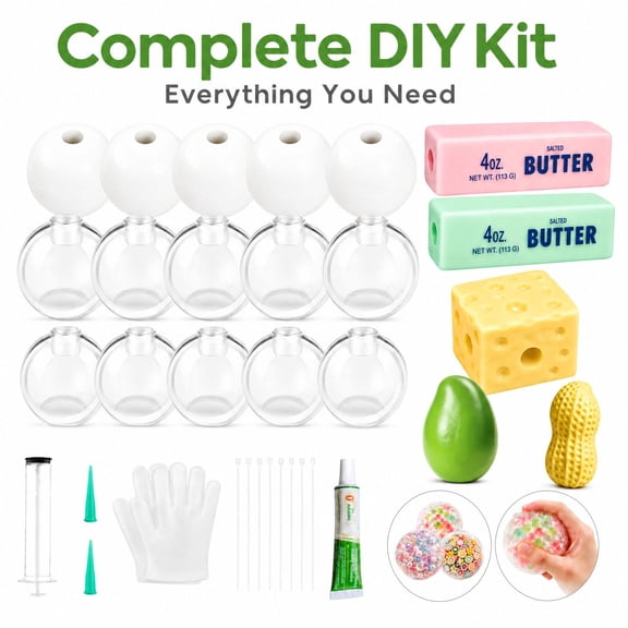 25Pcs DIY Crunchy Squishy Making Kit, Handmade Custom Crunchy Cheese Butter Peanut Mango Squeeze Fidget Toy Maker Set, Fun Art Craft Activity Kit, Creative Stress Relief Toy Project for Adults