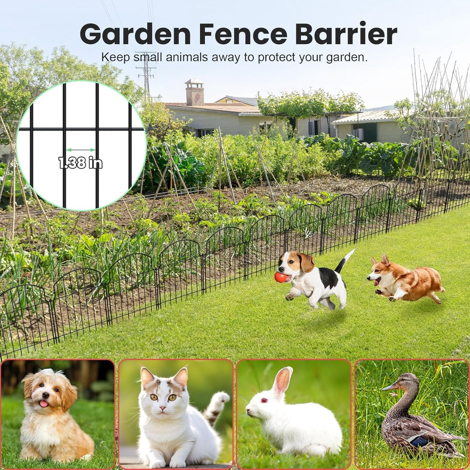 25Pcs Decorative Garden Fence, 20in(H)/27ft(L) Metal Fences Animal Barrier Outdoor for Yard, Flower Bed Edging Ornamental Border Panel for Dogs, Rabbits, Dig Defence, Garden Decor, Patio