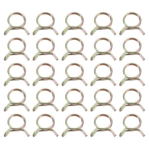25Pcs Double Wire Spring Hose Clamps, 23mm Tube Clips, Color Zinc