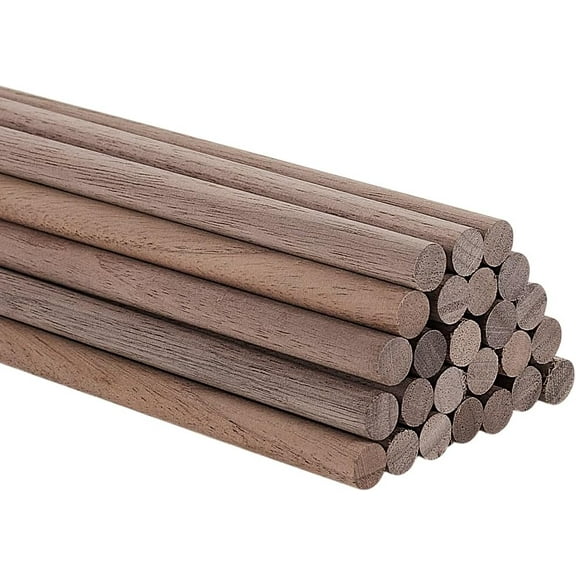 25Pcs Dowel Rod Wood Sticks 5/16x11.8 Inch Walnut Wooden Dowel Rods Wood Dowels for Crafts Wooden Craft Sticks for DIY Braiding Tapestry Woodworking Building Model Material 25pcs