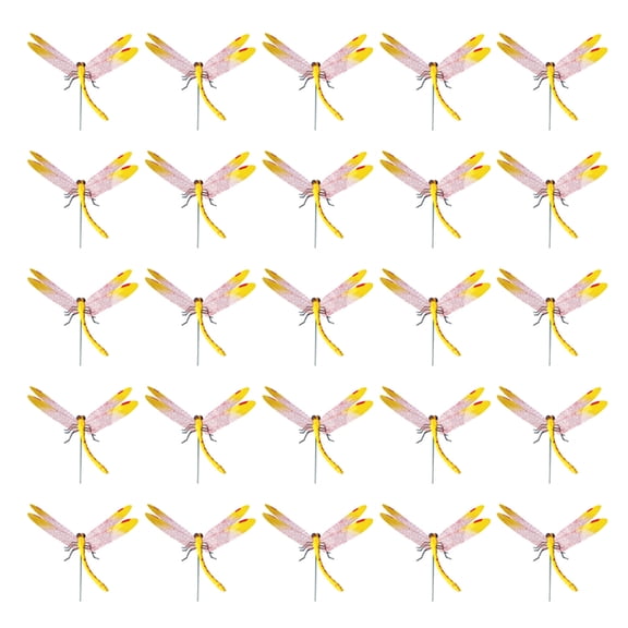 25Pcs Dragonflies Garden Pole Decorative Garden Flowers Potted Ornaments 3D Artificial Dragonfly Ornaments Party Supplies Crafts