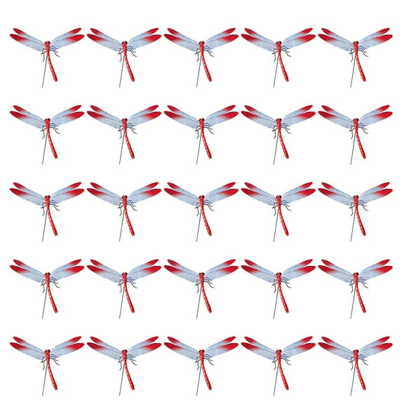 25Pcs Dragonfly Garden Decor with Sticks, Removable Dragon Fly Garden Stakes, Dragonflies Garden Ornaments Patio Decoration for Gardening/Floral/Party Indoor Outdoor Yard