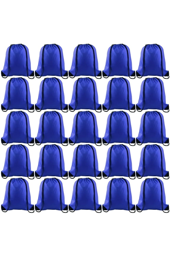 25Pcs Drawstring Backpack Bags String Backpack Sport Bag Sack Cinch Tote Gym Backpack Bulk for Gym Sport Traveling,Royal Blue
