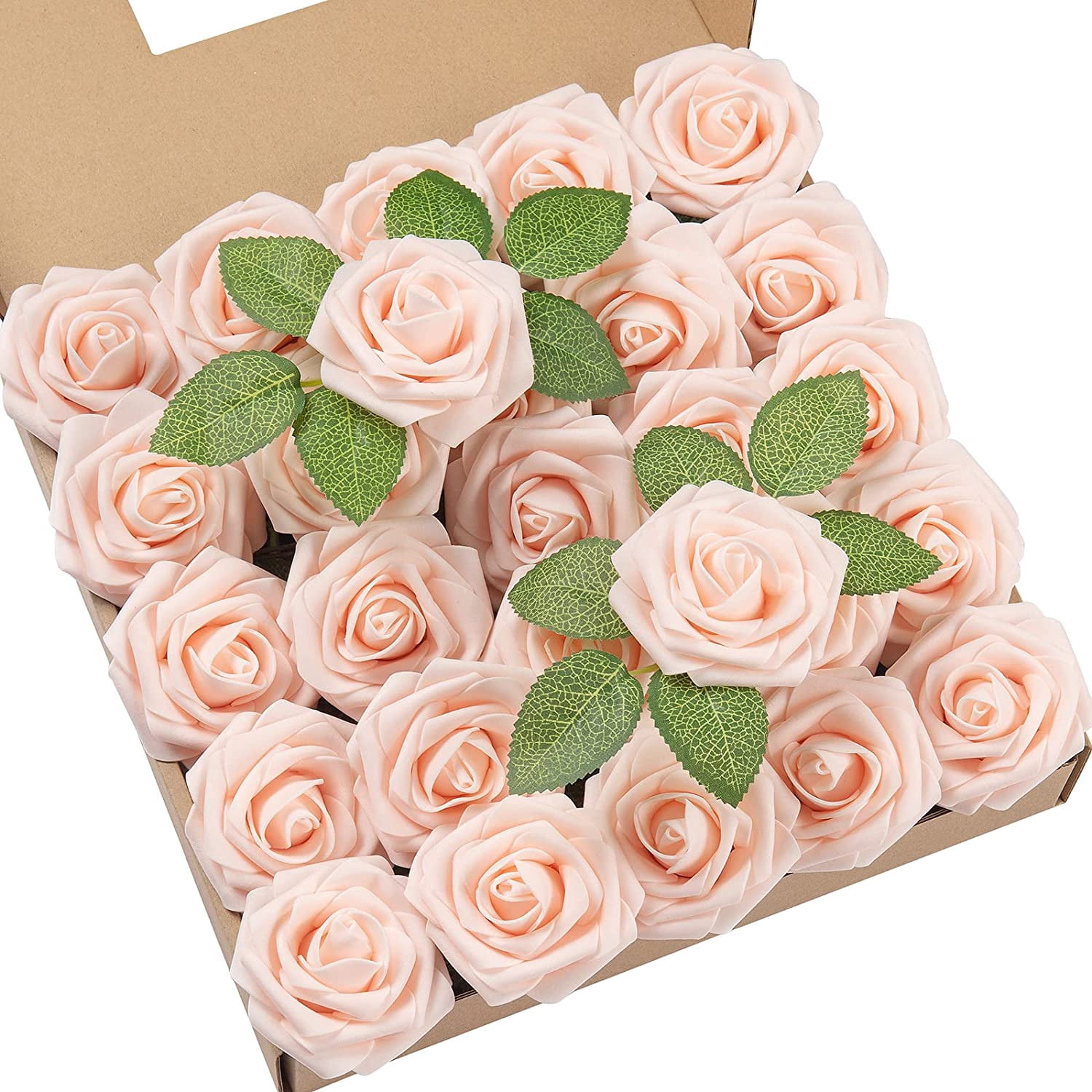 25Pcs Fake Flowers Fake Roses with Stems Real Touch Foam Flowers for ...