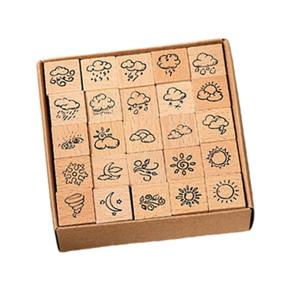 25Pcs Flower Butterfly Decorative Stamp Weather Themed Stamp Stamp for Card Making Scrapbooking Journal Art Craft