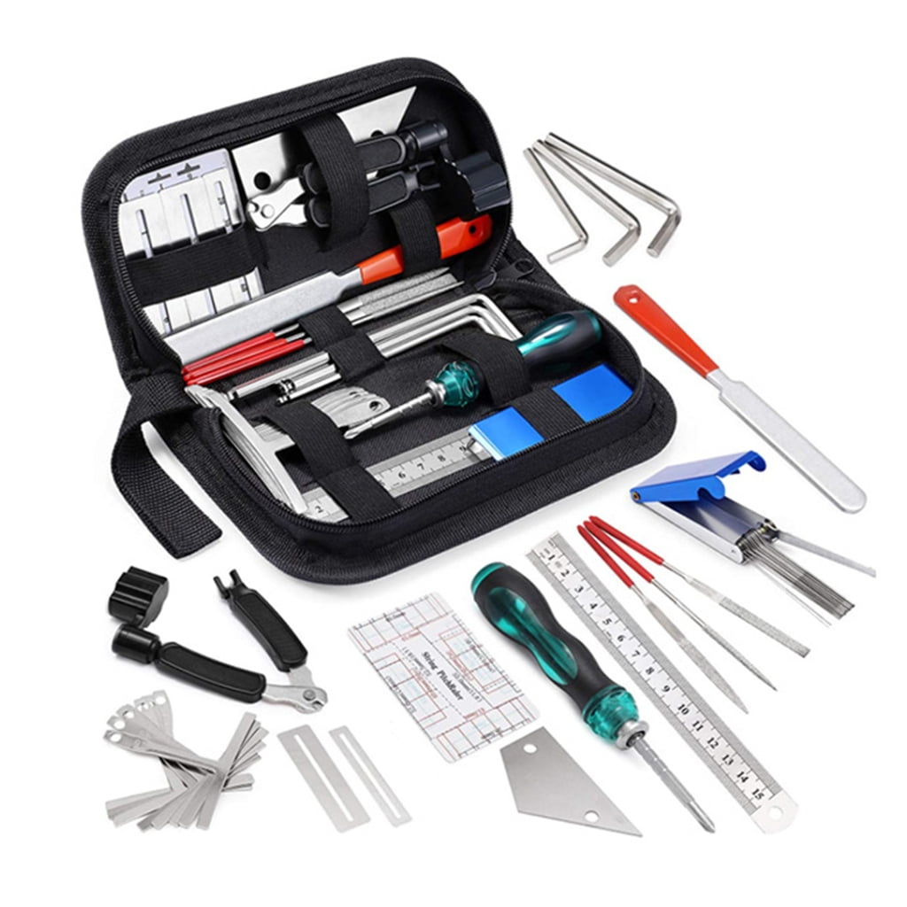 25Pcs Guitar Setup Kits with String Action Ruler Luthier File Guitar Bridge Pins