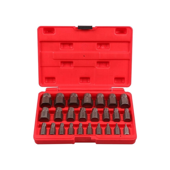 25Pcs High Carbon Steel Multi-Flute Hex Socket Head Screw Extractor