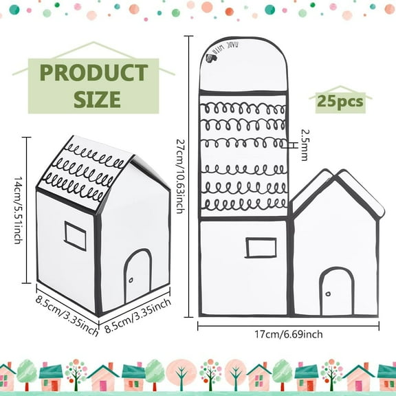 25Pcs House Shaped Gift Boxes 3.3x3.3x5.5inch White Paper Candy Box Cardboard Treat Boxes for Wedding Baby Shower Birthday Party