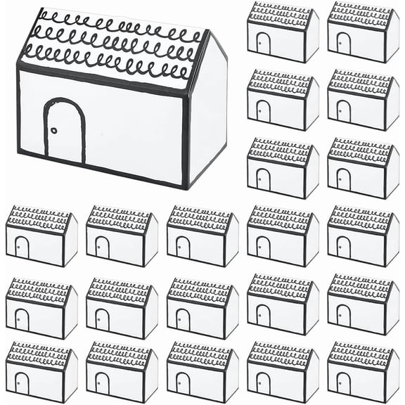 25Pcs House Shaped Gift Boxes 5x2.7x3.9inch White Paper Candy Box Cardboard Treat Boxes for DIY