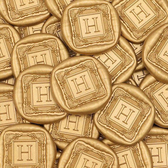 25Pcs Letter H Wax Paper Stickers,Envelope Sealing Stickers, Self-Adhesive Gold Foil Stickers Perfect for Weddings, Parties, Birthdays
