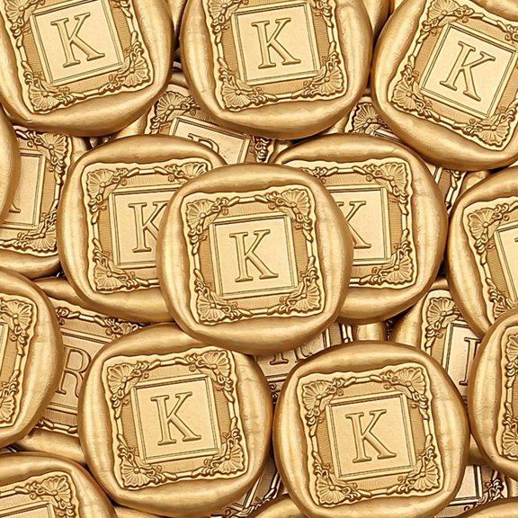 25Pcs Letter K Wax Paper Stickers,Envelope Sealing Stickers, Self-Adhesive Gold Foil Stickers Perfect for Weddings, Parties, Birthdays