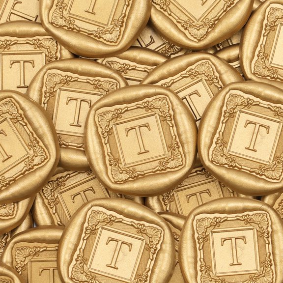 25Pcs Letter T Wax Paper Stickers,Envelope Sealing Stickers, Self-Adhesive Gold Foil Stickers Perfect for Weddings, Parties, Birthdays