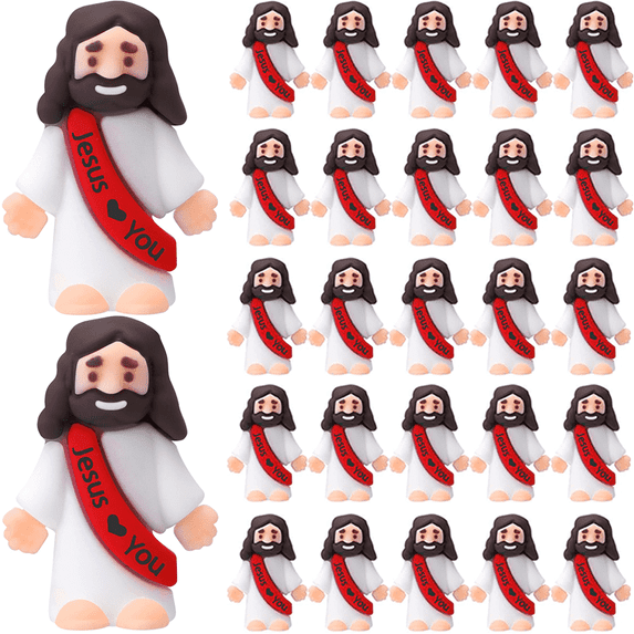 25Pcs Little Jesus Figurine Miniature Jesus Doll Tiny Jesus Figurine to Hide and Seek Classic Religious Gifts Christ Savior Jesus for Sunday Easter Egg Stuffers Baptism Gift
