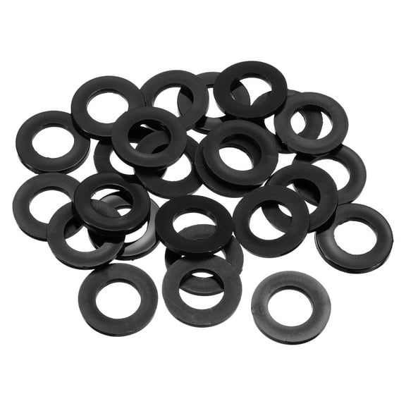 25Pcs M16 Nylon Flat Washers Plastic Washer 16mm ID 30mm OD 3mm Thick, Black