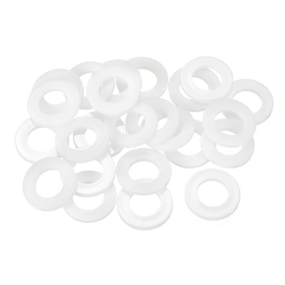 25Pcs M16 Nylon Flat Washers Plastic Washer 16mm ID 30mm OD 3mm Thick, White